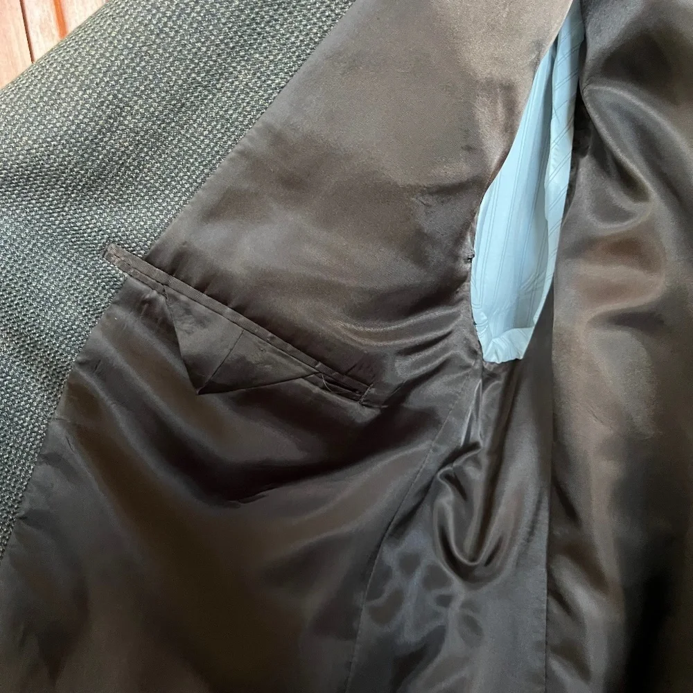 Chaps Brown/Gray Pattern Rayon Poly Blend Men's Blazer Sports Coat Size 44L